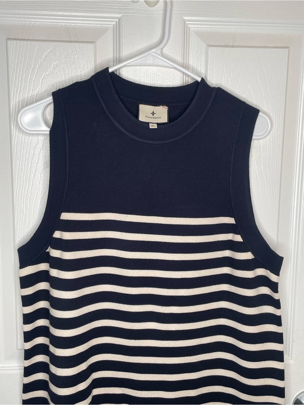 Tuckernuck Navy and White Stripe Knit Marie Dress Nautical Old Money Stretch XL - Picture 5 of 9